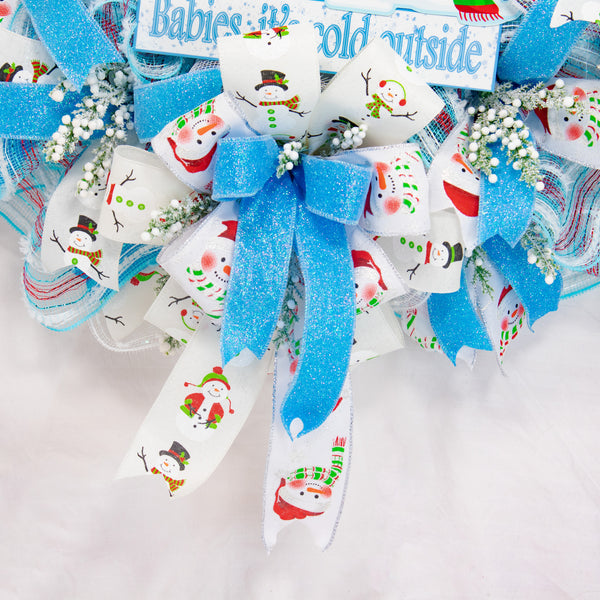 Snowman wreath, Christmas wreath, winter wreath, front door wreath, holiday wreath, door hanger, huge 29". W12141A