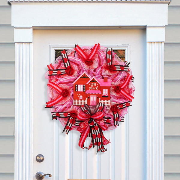 Valentine's day wreath, love wreath, front door wreath, door hanger, pink, red, 26". W20108B