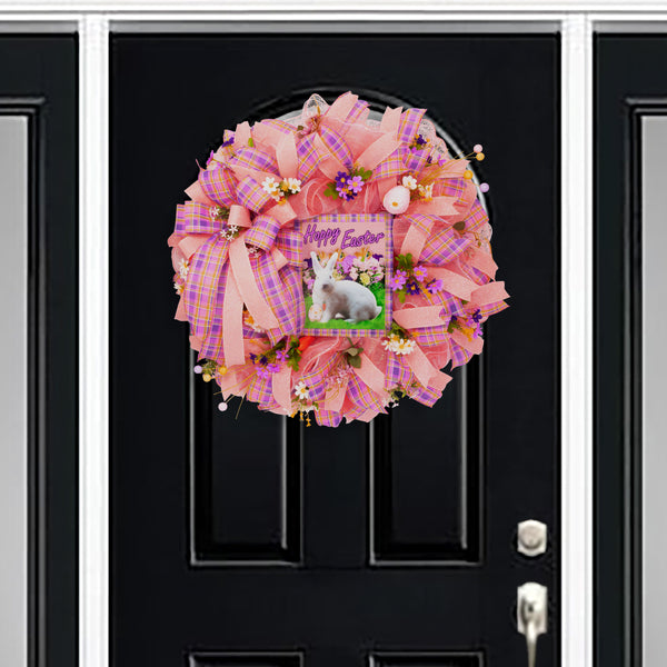 Easter wreath, bunny wreath, floral wreath, front door wreath, door hanger, Easter eggs, 26". W20204A