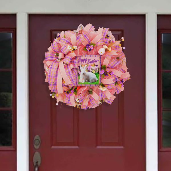 Easter wreath, bunny wreath, floral wreath, front door wreath, door hanger, Easter eggs, 26". W20204A