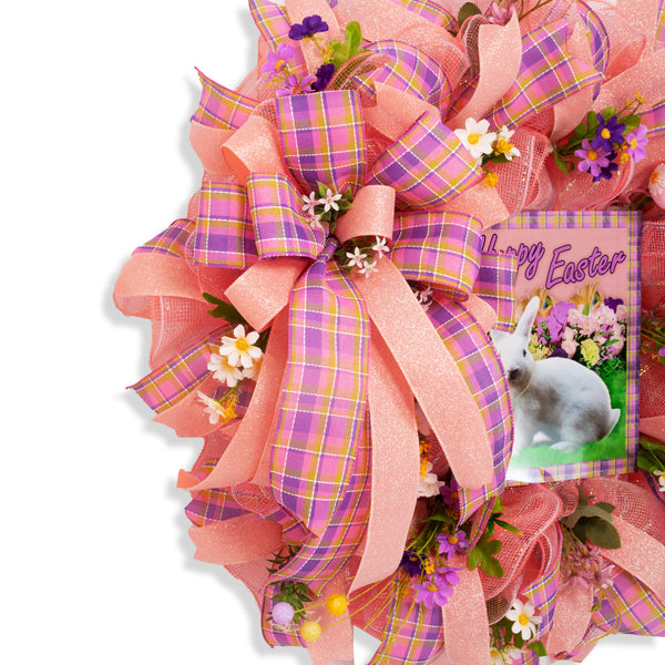 Easter wreath, bunny wreath, floral wreath, front door wreath, door hanger, Easter eggs, 26". W20204A