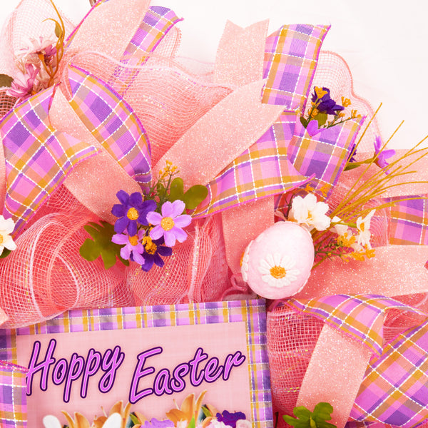 Easter wreath, bunny wreath, floral wreath, front door wreath, door hanger, Easter eggs, 26". W20204A