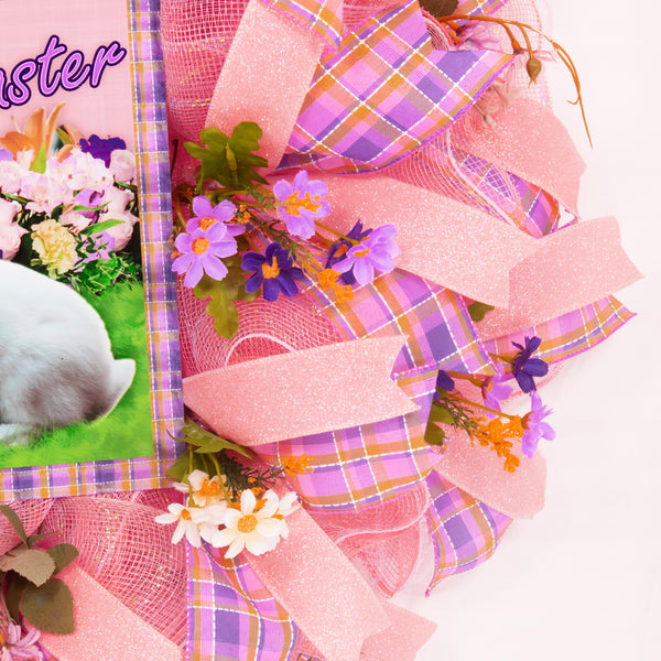 Easter wreath, bunny wreath, floral wreath, front door wreath, door hanger, Easter eggs, 26". W20204A