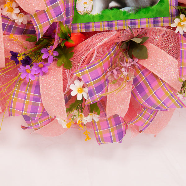Easter wreath, bunny wreath, floral wreath, front door wreath, door hanger, Easter eggs, 26". W20204A