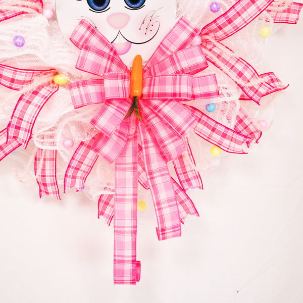Easter wreath, bunny wreath, bunny face, plush ears, front door wreath, door hanger, 24"  W20219A