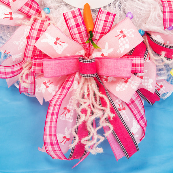 Easter wreath, bunny wreath, bunny face, plush ears, front door wreath, door hanger, 24"  W20227A