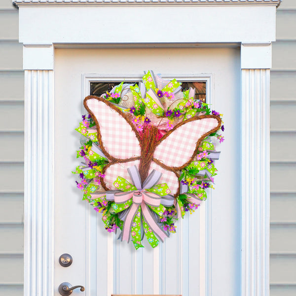 Butterfly Wreath, Spring, everyday, Door Hanger, Grapevine, Floral, Farmhouse, Country, Housewarming, Front Door Wreath 27” W20318A