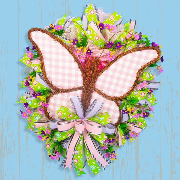 Butterfly Wreath, Spring, everyday, Door Hanger, Grapevine, Floral, Farmhouse, Country, Housewarming, Front Door Wreath 27” W20318A