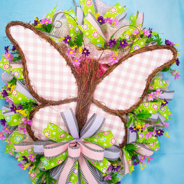 Butterfly Wreath, Spring, everyday, Door Hanger, Grapevine, Floral, Farmhouse, Country, Housewarming, Front Door Wreath 27” W20318A
