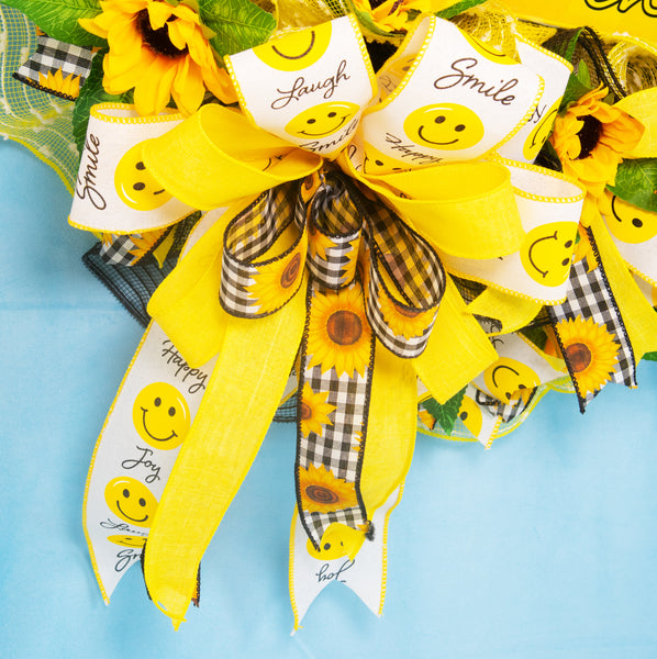 Welcome wreath, floral wreath, sunflower, spring-summer, front door, door hanger, decor 26" W20430B
