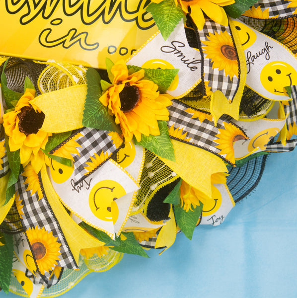 Welcome wreath, floral wreath, sunflower, spring-summer, front door, door hanger, decor 26" W20430B