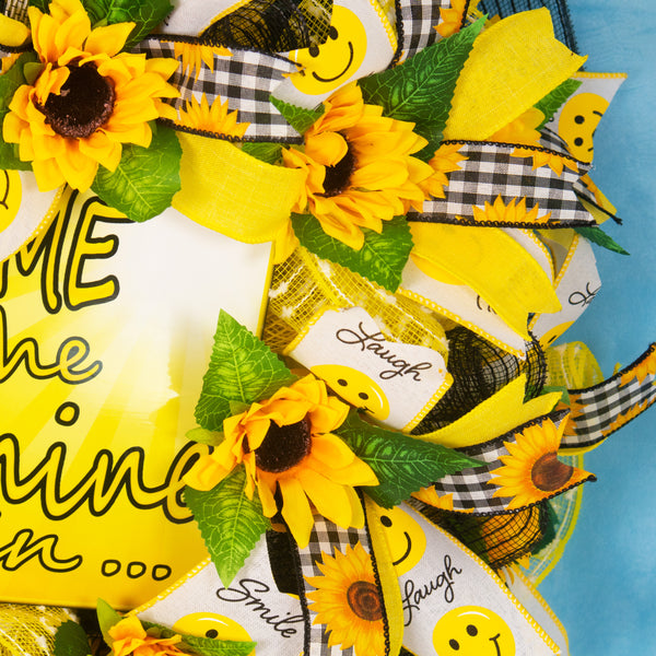 Welcome wreath, floral wreath, sunflower, spring-summer, front door, door hanger, decor 26" W20430B