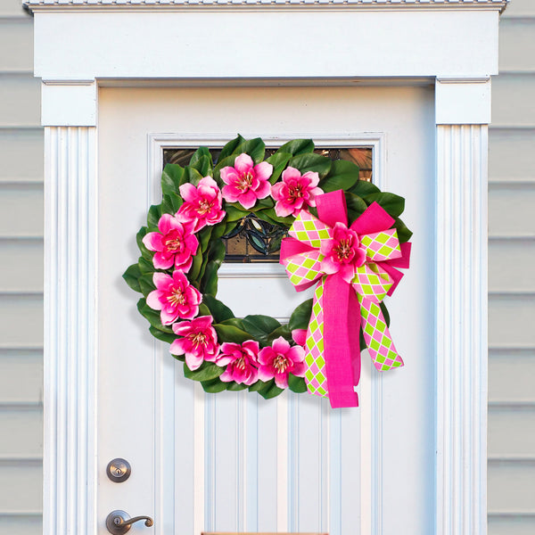 Magnolia wreath, grapevine wreath, farmhouse wreath, floral wreath,  front door wreath, everyday, door hanger 27". W20515A
