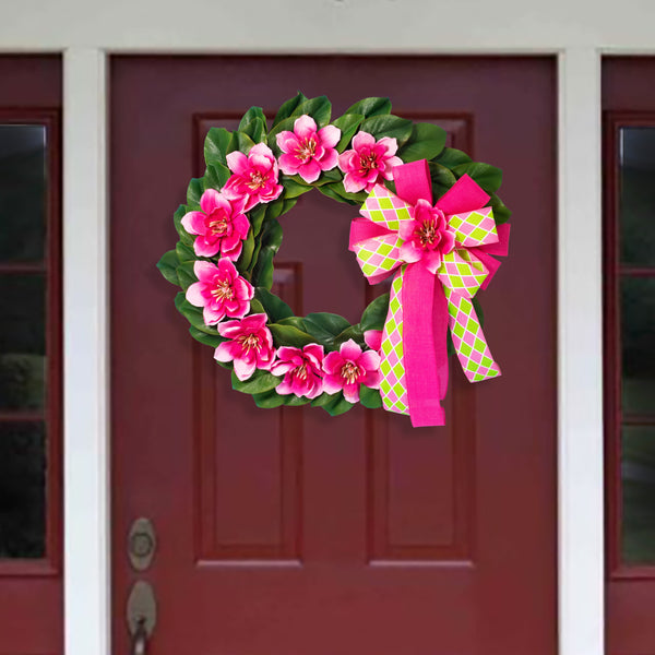 Magnolia wreath, grapevine wreath, farmhouse wreath, floral wreath,  front door wreath, everyday, door hanger 27". W20515A