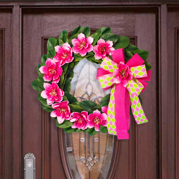 Magnolia wreath, grapevine wreath, farmhouse wreath, floral wreath,  front door wreath, everyday, door hanger 27". W20515A