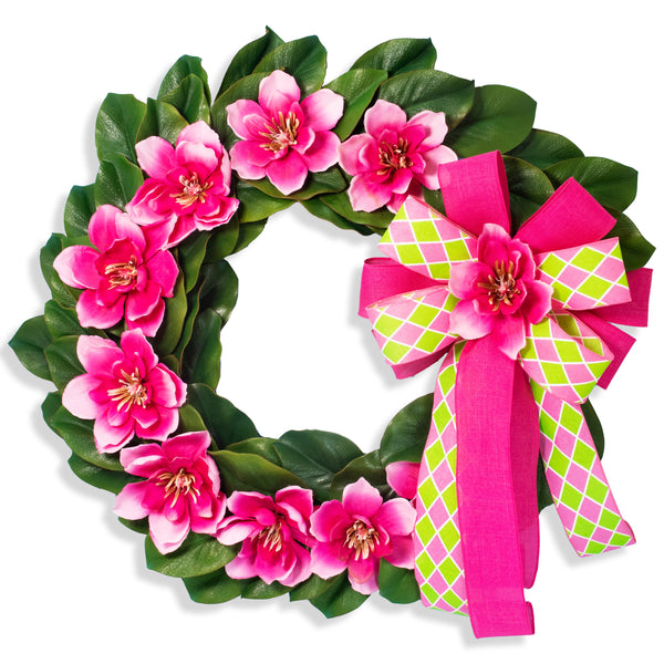 Magnolia wreath, grapevine wreath, farmhouse wreath, floral wreath,  front door wreath, everyday, door hanger 27". W20515A