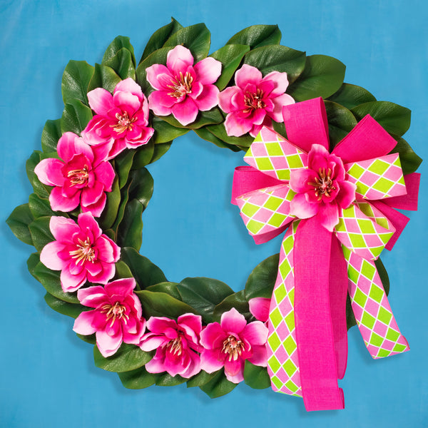 Magnolia wreath, grapevine wreath, farmhouse wreath, floral wreath,  front door wreath, everyday, door hanger 27". W20515A