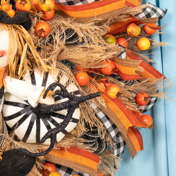 Scarecrow wreath, Autumn wreath, farmhouse wreath, fall, everyday, door hanger, W20820A