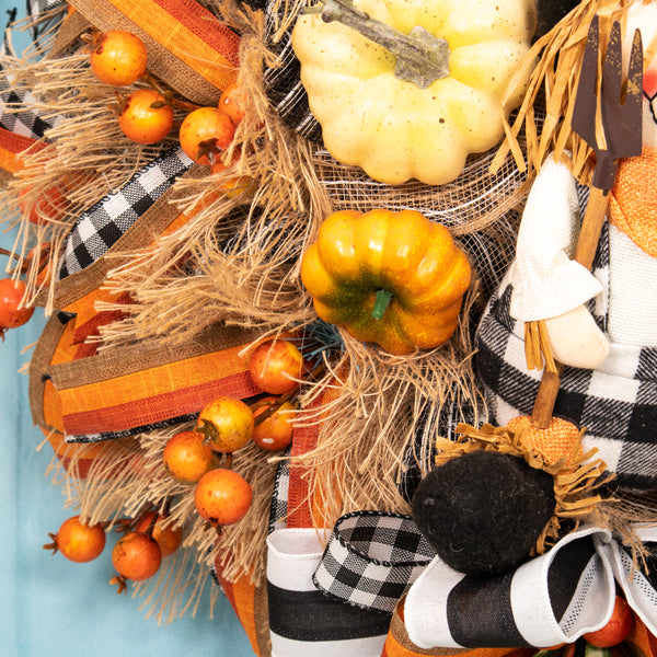 Scarecrow wreath, Autumn wreath, farmhouse wreath, fall, everyday, door hanger, W20820A