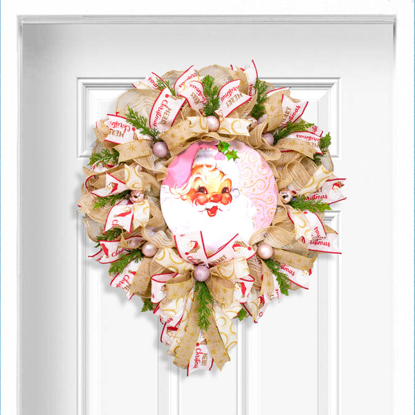 Christmas wreath, Santa wreath, front door wreath, holiday wreath, door hanger, large 26". W21001A