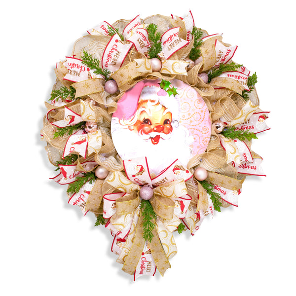 Christmas wreath, Santa wreath, front door wreath, holiday wreath, door hanger, large 26". W21001A