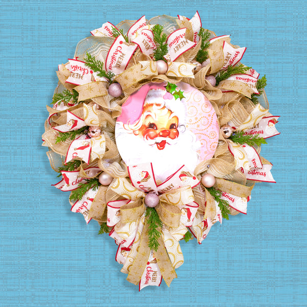 Christmas wreath, Santa wreath, front door wreath, holiday wreath, door hanger, large 26". W21001A