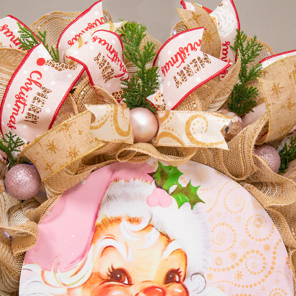 Christmas wreath, Santa wreath, front door wreath, holiday wreath, door hanger, large 26". W21001A