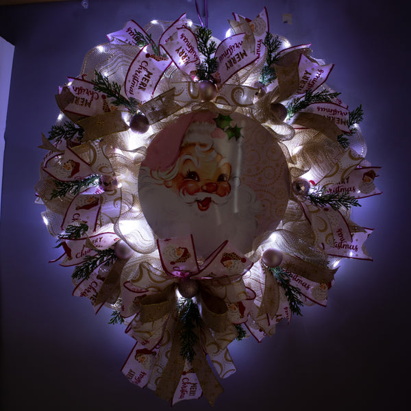 Christmas wreath, Santa wreath, front door wreath, holiday wreath, door hanger, large 26". W21001A