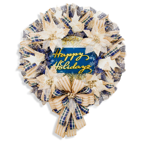 Christmas wreath, happy holidays, designer wreath, front door wreath, 27" W21026A