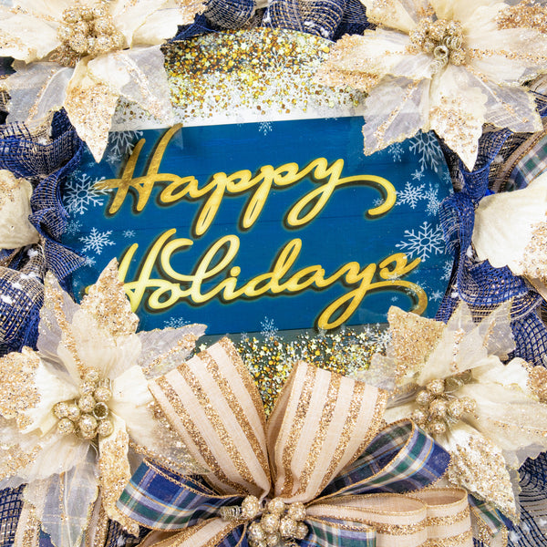 Christmas wreath, happy holidays, designer wreath, front door wreath, 27" W21026A