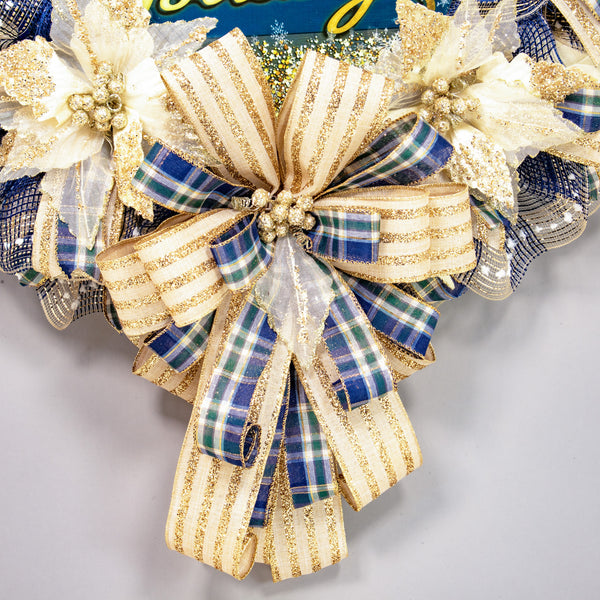 Christmas wreath, happy holidays, designer wreath, front door wreath, 27" W21026A