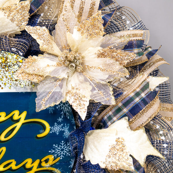 Christmas wreath, happy holidays, designer wreath, front door wreath, 27" W21026A
