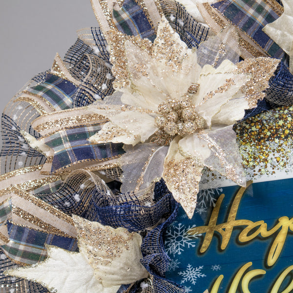 Christmas wreath, happy holidays, designer wreath, front door wreath, 27" W21026A