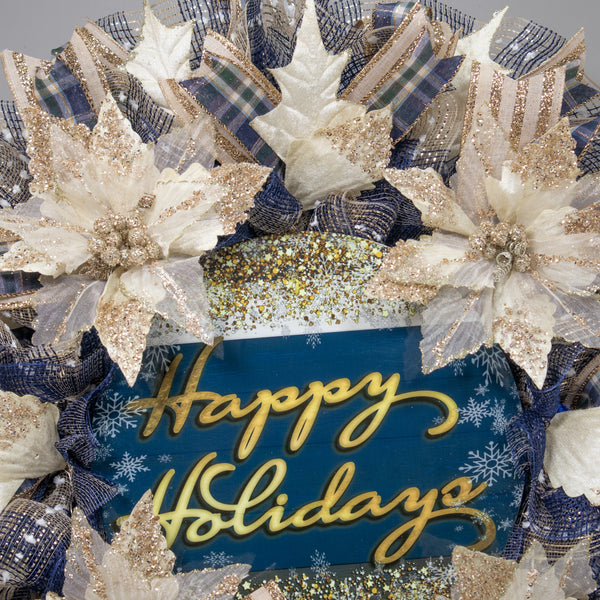 Christmas wreath, happy holidays, designer wreath, front door wreath, 27" W21026A