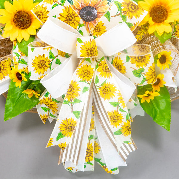 Welcome wreath, sunflower wreath, farmhouse wreath, floral wreath, everyday wreath, front door, door hanger, gift, large, 27”. W30305A