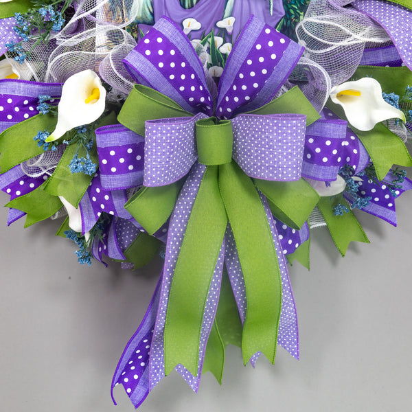 Christian wreath, religious wreath, good shepherd wreath, lamb, floral wreath, lilies, front door wreath, door hanger,  26" W30405A