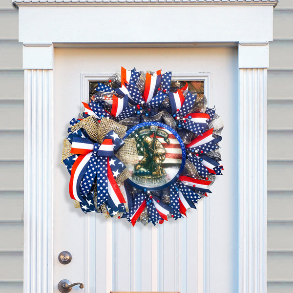 Patriotic wreath, Memorial Day wreath, remembrance, hero, sacrifice, front door, wall, decor, door hanger, 26" W30414A