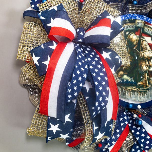 Patriotic wreath, Memorial Day wreath, remembrance, hero, sacrifice, front door, wall, decor, door hanger, 26" W30414A