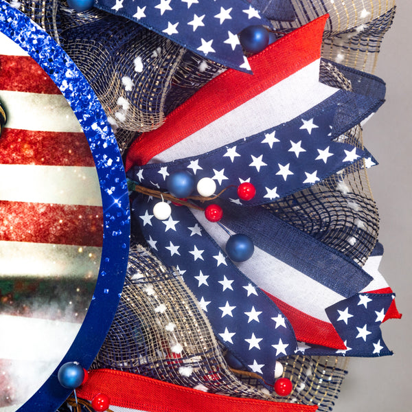 Patriotic wreath, Memorial Day wreath, remembrance, hero, sacrifice, front door, wall, decor, door hanger, 26" W30414A