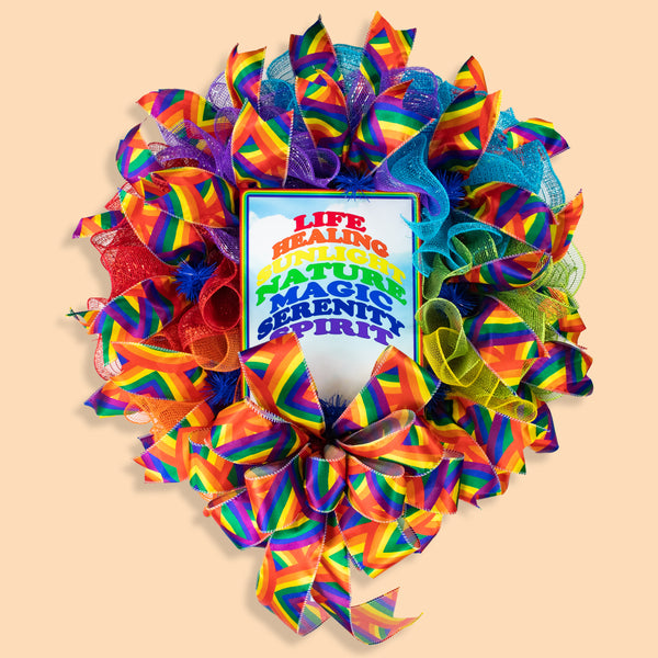 LGBTQ pride wreath, rainbow, respect, love, and understanding W06271B