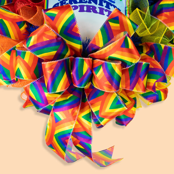 LGBTQ pride wreath, rainbow, respect, love, and understanding W06271B