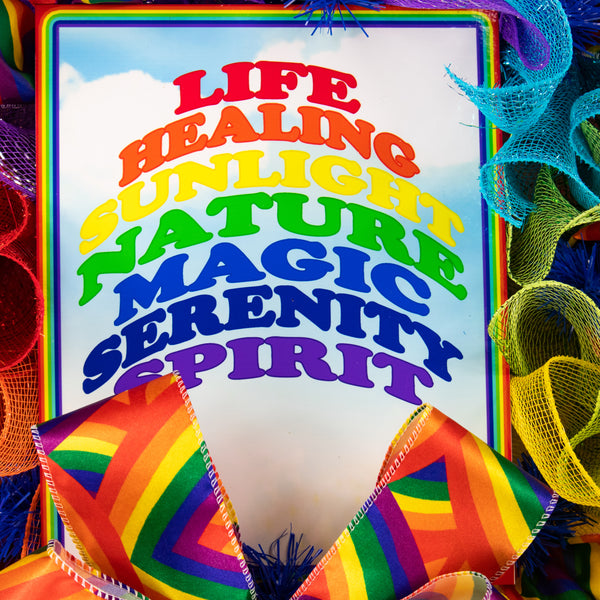 LGBTQ pride wreath, rainbow, respect, love, and understanding W06271B