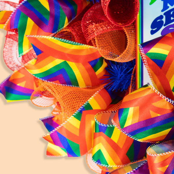 LGBTQ pride wreath, rainbow, respect, love, and understanding W06271B