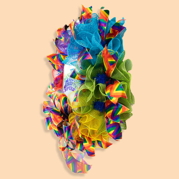 LGBTQ pride wreath, rainbow, respect, love, and understanding W06271B