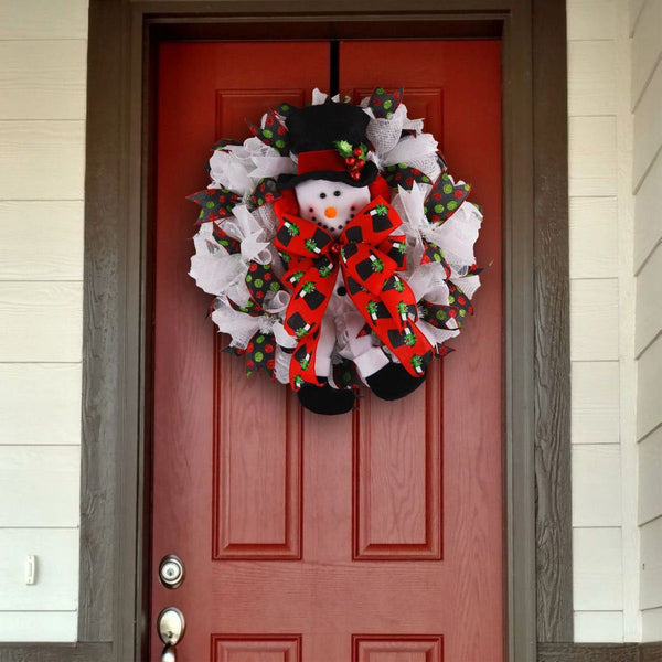 Fluffy, Happy Snowman door wreath, merrymindstudio W01011A
