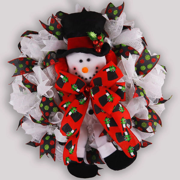 Fluffy, Happy Snowman door wreath, merrymindstudio W01011A