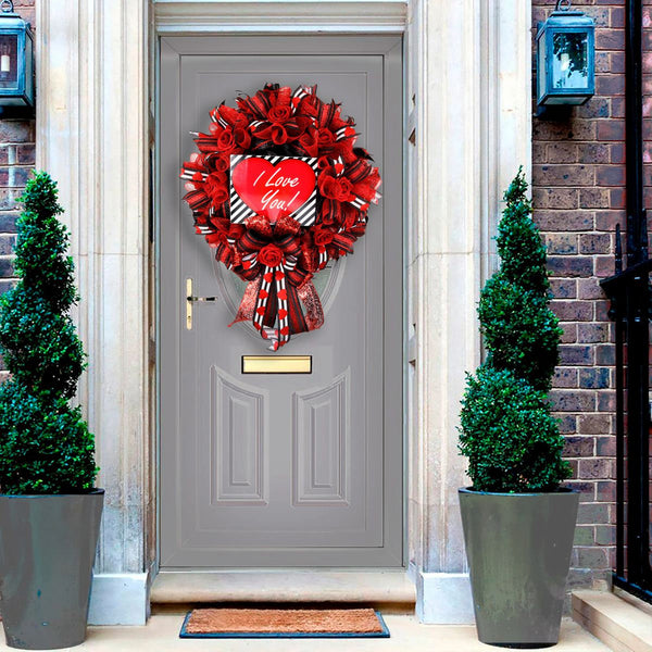 Wreath, door hanging, Mother's Day, I Love You, any love celebration, merrymindstudio, 01061