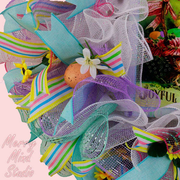 Easter wreath, chick basket, merrymindstudio 02201