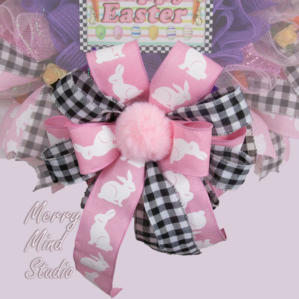 Easter wreath, bunny ears with top hat, merrymindstudio, 02072