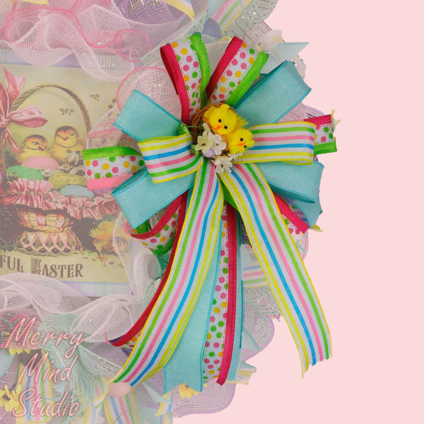 Easter wreath, chick basket, merrymindstudio 02201